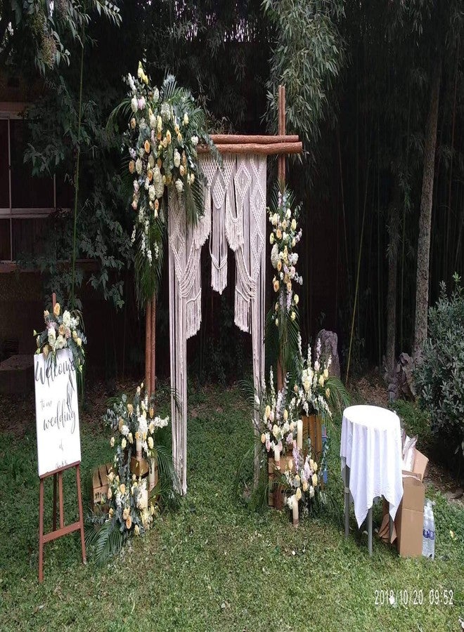 Winterdemoon Wedding Backdrop Macrame Curtain Bohemian Wedding Decor Macrame Wall Hanging Tapestry - Image 1